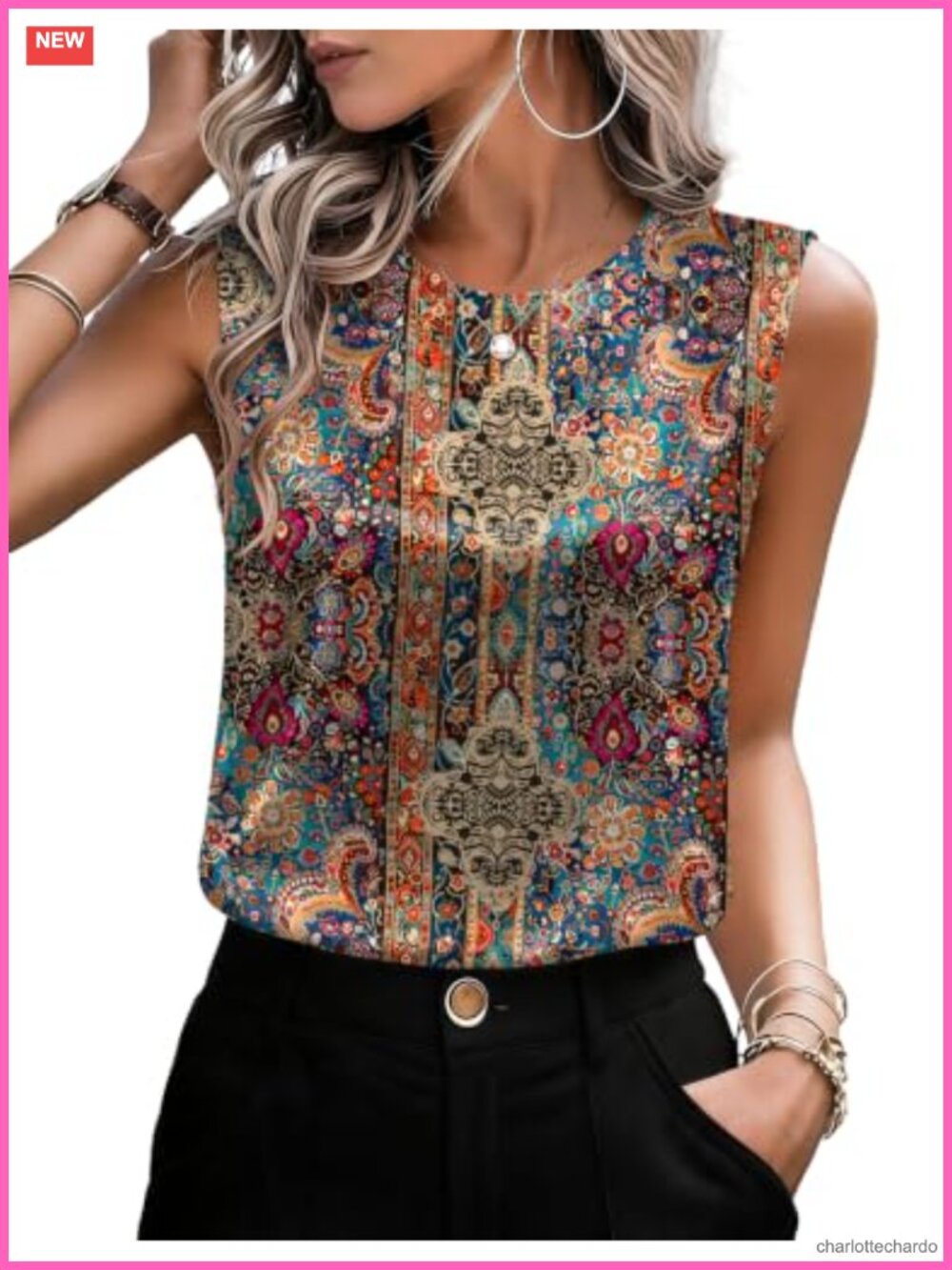Satin Sleeveless Tank Top Women Dressy Casual Work Blouse Flowy Crewneck